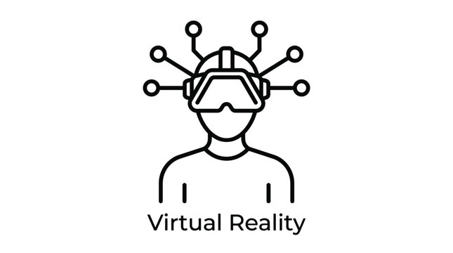 Vector graphic illustration Virtual reality headset icon with goggles and sensors