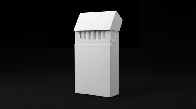 Blank white cigarette pack mockup, open cigarette box template, 3d rendering of a generic cigarette container isolated on black background