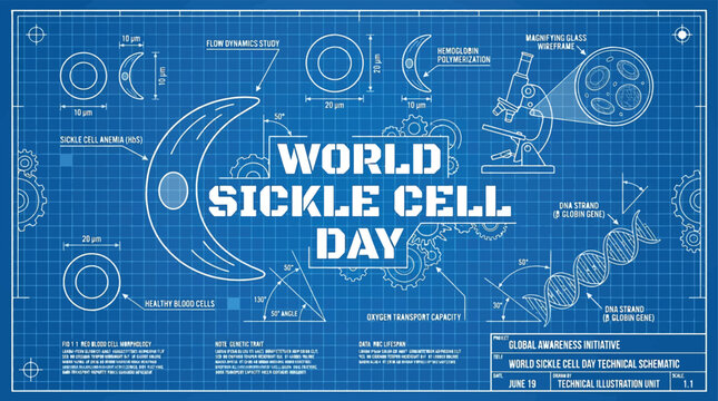 World Sickle Cell Day Technical Schematic Global Awareness