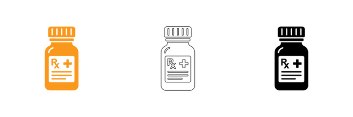 Flat pill bottle icons set with cross symbols isolated on transparent background, Vector © Md Riyad