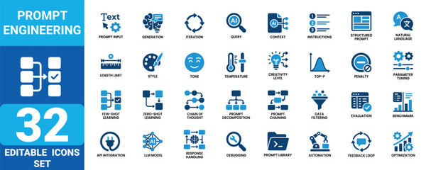 Solid icon set for prompt engineering editable vector illustration collection mega pack © Sumon Sorkar