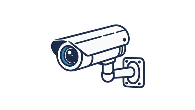 Security camera mounted on a blue wall with bracket Vector