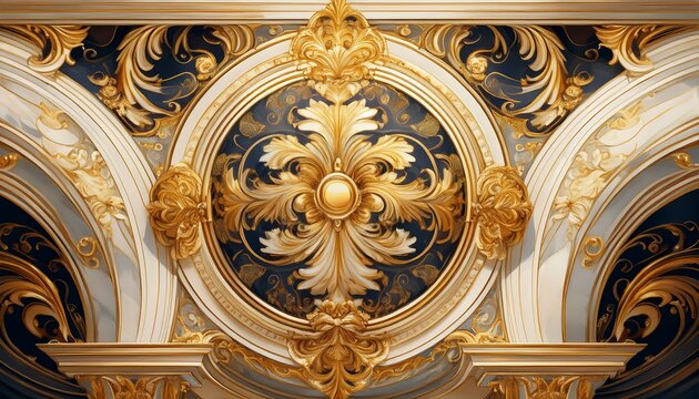 baroque barocco ornate gold and marble ceiling non linear reformation design elaborate ceiling with intricate accents depicting classic elegance and architectural beauty