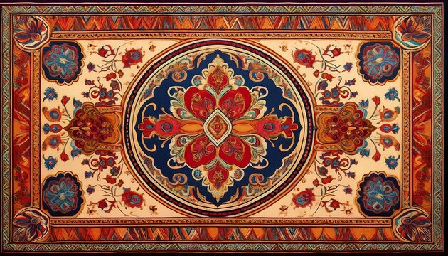 exquisite persian rug with intricate floral and geometric patterns