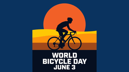 Naklejka premium Silhouette of Cyclist at Sunset on World Bicycle Day