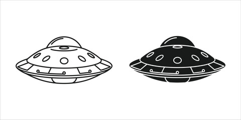 Black and white u f o flying saucers spaceship alien © SafwanStock