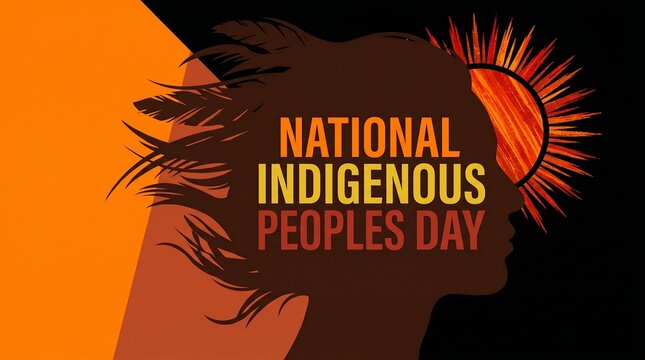 National indigenous peoples day silhouette graphic with native american social justice celebration