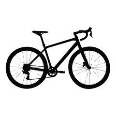 Obraz premium Black silhouette of racing road bicycle isolated against white background vector graphic.