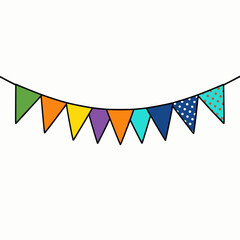 Obraz premium Colorful Party Banner Hanging Against White Background