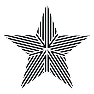 Geometric star shape with striped linear pattern design for decorative logo and symbol use.