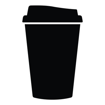 Paper coffee cup silhouette icon isolated on a plain white background graphic design art.