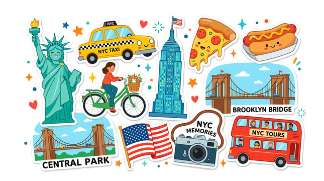 New York City Travel Tourism Symbols.