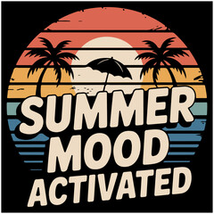 Obraz premium Summer Mood Activated Retro Tropical Sunset T Shirt Design