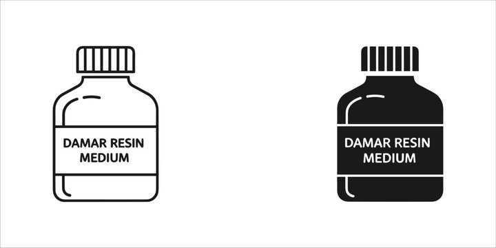 Two bottles of damar resin medium one white and one black