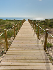 Obraz premium Wooden Boardwalk leading to the Atlantic Ocean