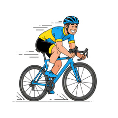 Fototapeta premium Cycling, bike rider, cyclist, motion illustration, sports graphics