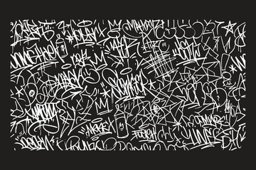 Abstract graffiti tag seamless pattern with monochrome street art culture background © Akhi Ayra