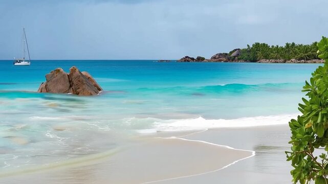 Seychelles island in Africa. Anse Source D'Argent, paradise beach. La Digue at Anse Lazio.