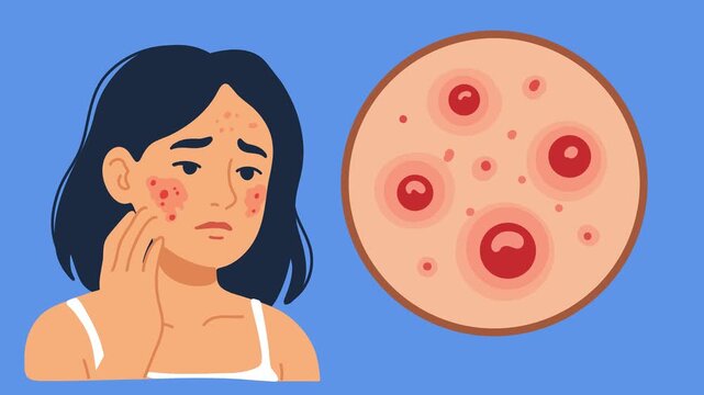 animation problematic skin and facial redness