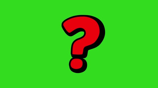 red question mark on green screen 