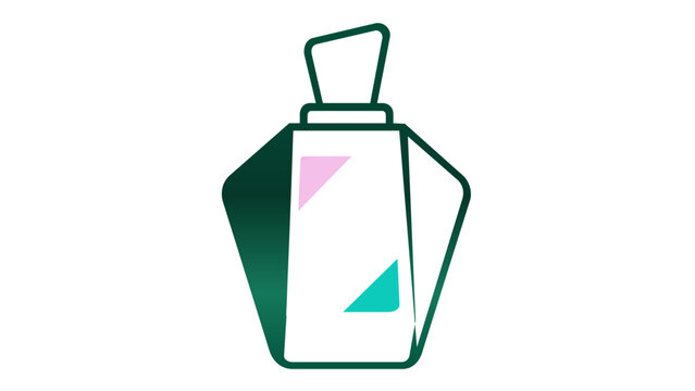 Elegant Men's Cologne Bottle Vector Icon for Father's Day, Minimalist Fragrance Illustration with Clean Outlined Line Art and Multi-Color Geometric Accents, Grooming and Lifestyle Graphic.