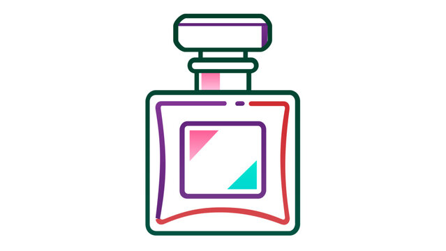 Vibrant Men's Cologne Bottle Vector Icon Illustration for Father's Day, Featuring Clean Multi-Color Outlined Line Art Design for Luxury Fragrance, Grooming, and Masculine Lifestyle Branding.