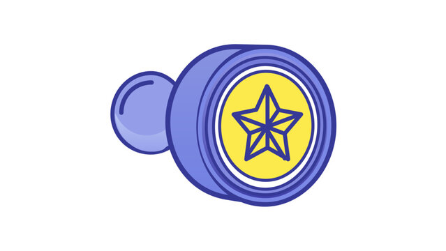 Rubber stamp vector icon with a star symbol for certificates, notary, and quality assurance. Features an editable stroke, adjustable line weight, and customizable thickness for versatile design.