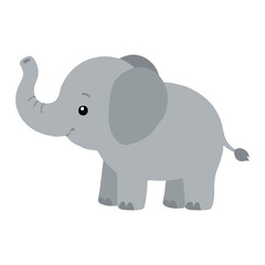 Fototapeta premium Cute gray elephant flet illustration for children, zoo, safari, travel and nursery design