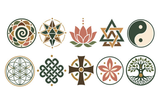 Various Religious Symbols Icons.