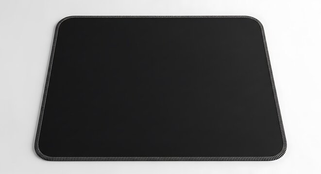 Black rectangular fabric mouse pad, top-down view black mouse pad computer accessory
