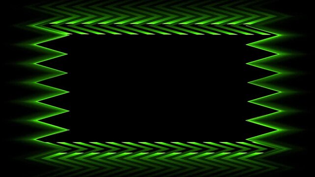 Green zigzag pattern on black background video featuring a repeating