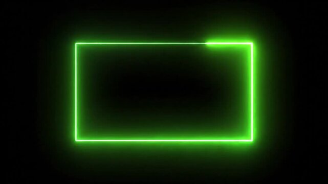 Seamless looping neon light frame changing colors on a dark background for futuristic design templates
