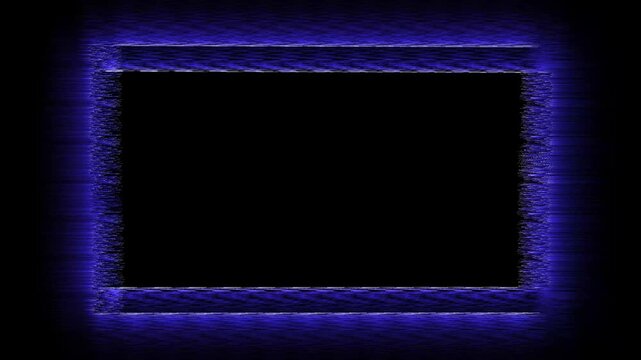 Blue neon frame on black background a rectangular frame with a glow