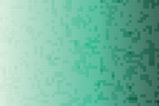 Gradient of teal and green squares, pixelated texture background, abstract grid