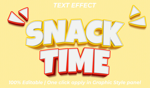 Snack Time 3D Editable Text Effect with Yellow and Red Crunchy Food Theme