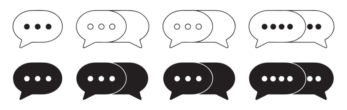 Chat icon set. speech bubble linear and solid icon. dialog box message icon.