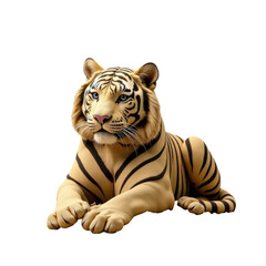 Obraz premium A sculpture of a tiger sitting on a plain white background