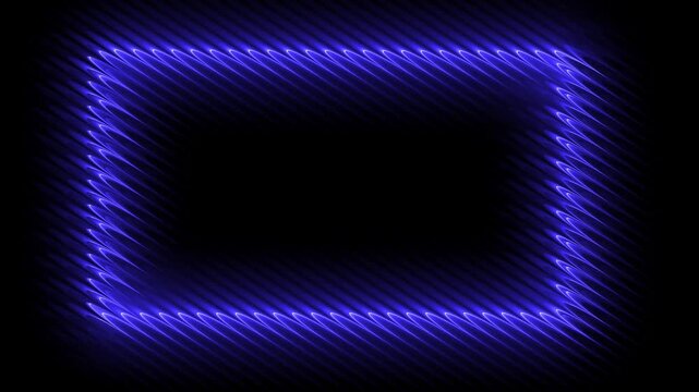 Neon square frame pulsing with light across three video frames