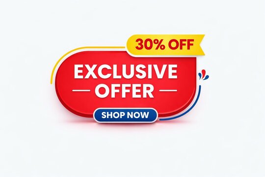 Exclusive offer banner with thirty percent off and shop now call to action
