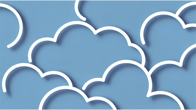 White cloud shaped icons arranged on light blue transparent background