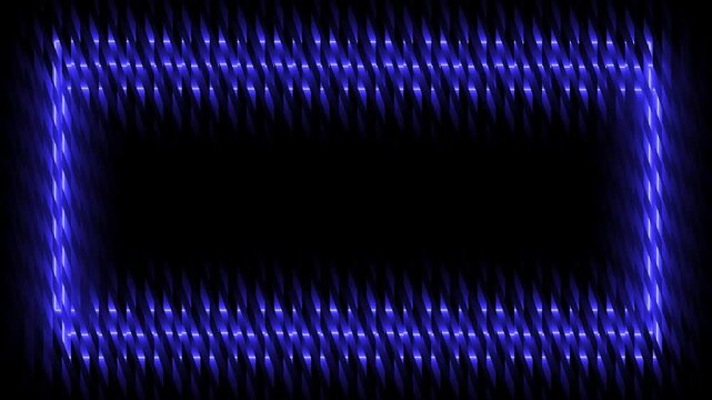 Blue light streaks forming rectangular frame in dark background footage