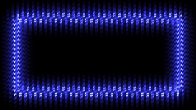 Neon square frames rotate and transform on black background stock footage