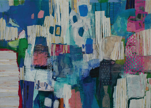 Abstract Acrylic Collage Painting Signal Noise Vibration Texture Fine Art Background