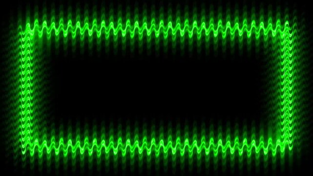 Green rectangular frame illuminates and fades in dark studio footage