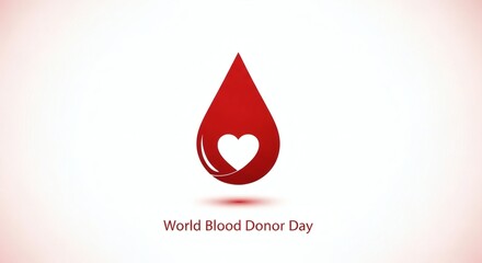 Fototapeta premium Minimalist World Blood Donor Day Red Drop Heart Symbol