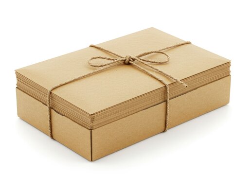 a box of manila envelopes tied with string