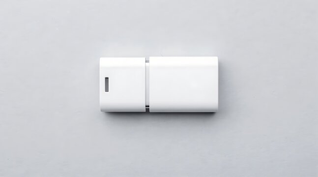 White USB Flash Drive Isolated on a Gray Background, Modern Data Storage Device.