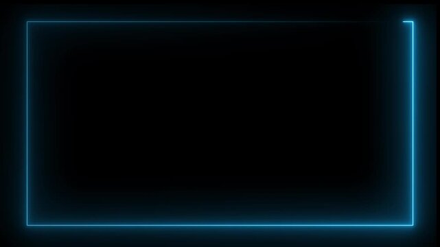 rectangle frame icon animation glowing neon pink and blue color bordar frame display box round shape retro screen photo frame rotation seamless footage line movement on black background