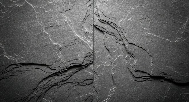 Close-up Texture of Dark Grey Slate Stone Panels Showing Natural Rugged Patterns