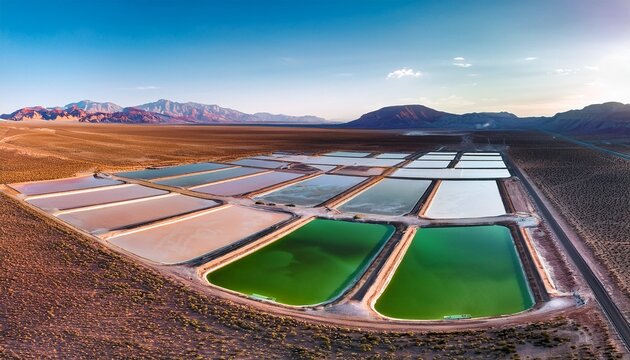 aerial view lithium mine evaporation ponds nevada